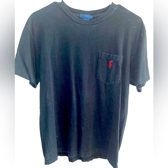 𝅺polo BY RALPH LAUREN BLACK POCKET TEE WITH RED LOGO SIZE SMALL - Picture 1 of 2
